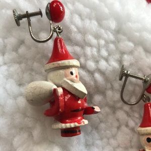 Vintage Christmas Santa Claus-screw on back earrings